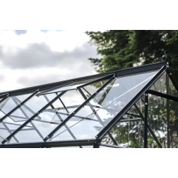 HALLS szklarnia ogrodowa ICON 8 (11,2 m2; 2,55 x 4,41 m) czarna, szkło hartowane + baza